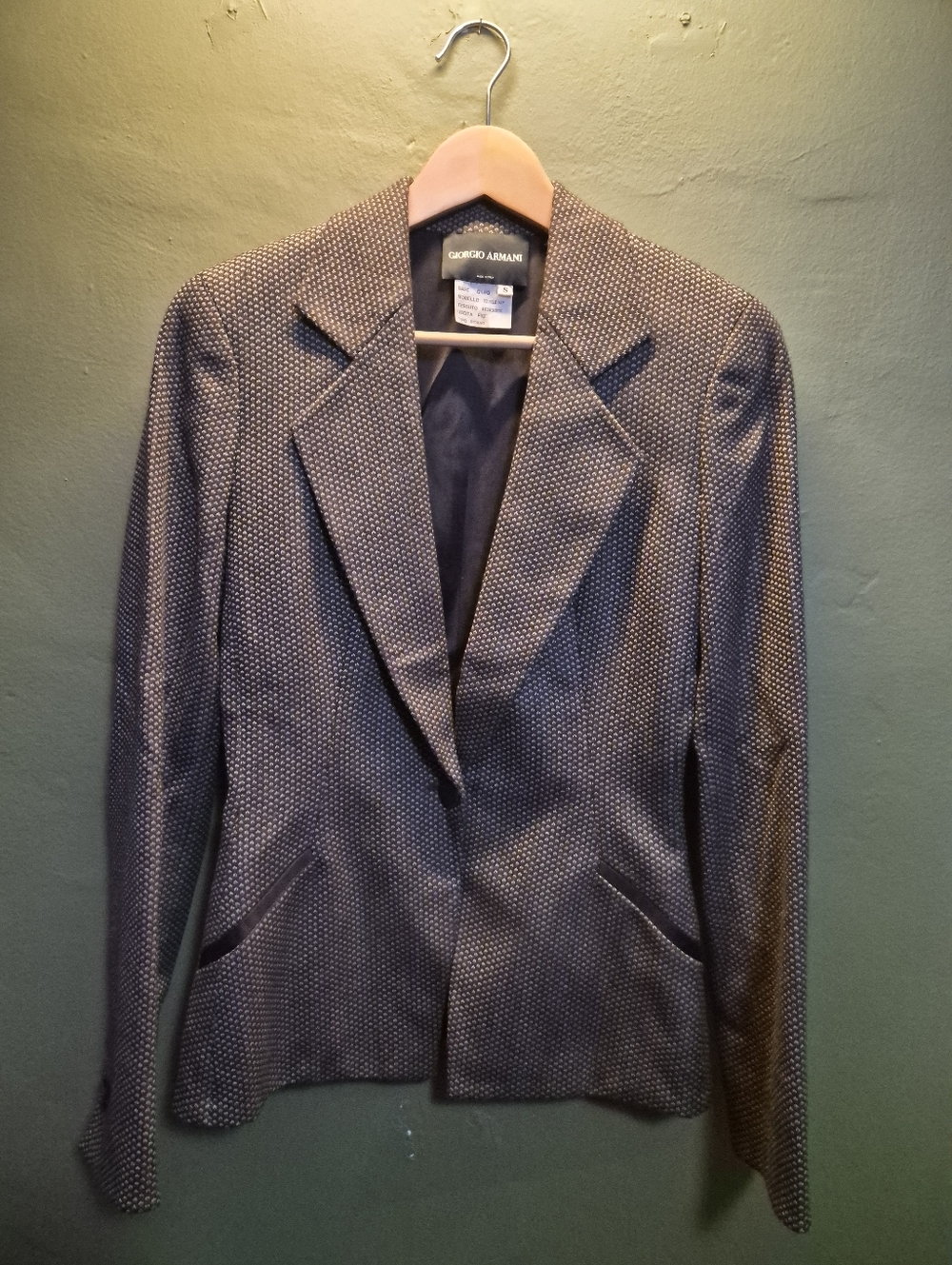 Giorgio Armani Textured Wool Blend Blazer Brown Black Tailored Jacket Size S